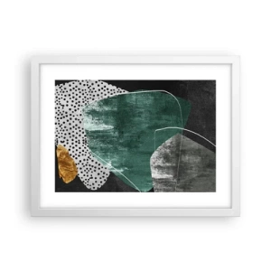 Póster en marco blanco - Abstracción colorista con un copo de oro - 40x30 cm