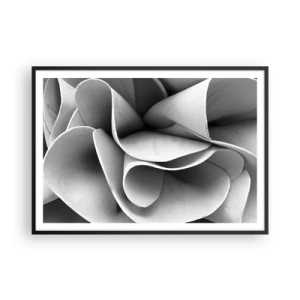 Póster en marco negro - Detalles en blanco y negro de formas abstractas. - 100x70cm - Sucede en el espacio - Decoración de pared moderna para salón y dormitorio ARTTOR