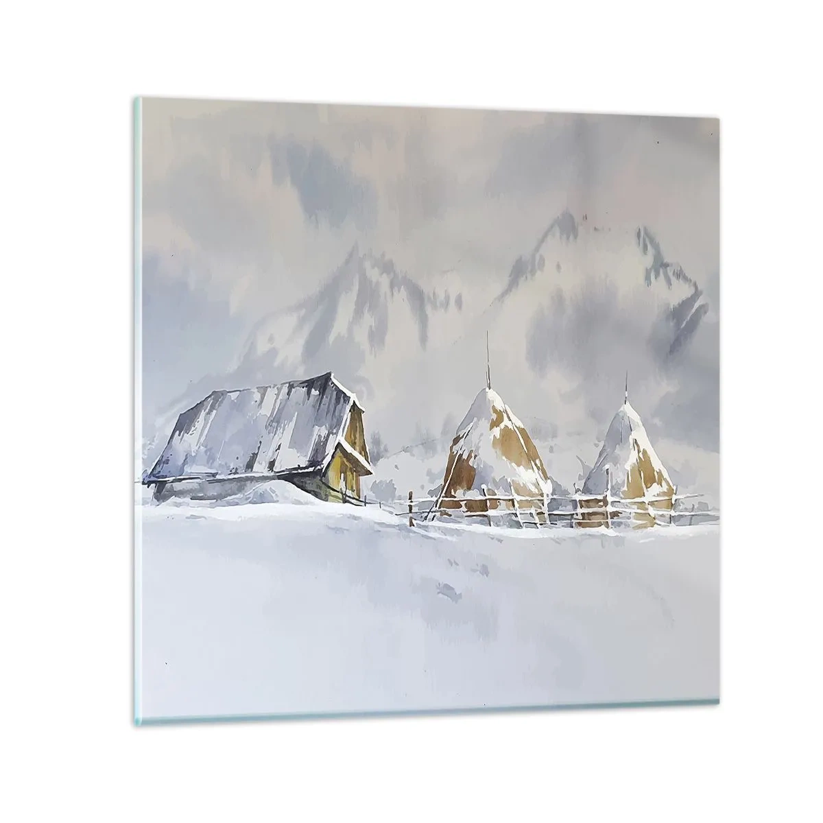Cuadro sobre vidrio - Impresiones sobre Vidrio - En un valle nevado - 70x70 cm
