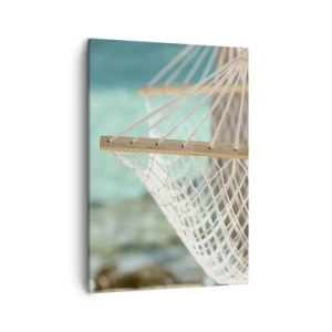 Cuadro sobre lienzo - Impresión de Imagen - Una hamaca con vistas al agua turquesa. - 50x70cm - Momento de relax - Decoración de pared moderna para salón y dormitorio ARTTOR