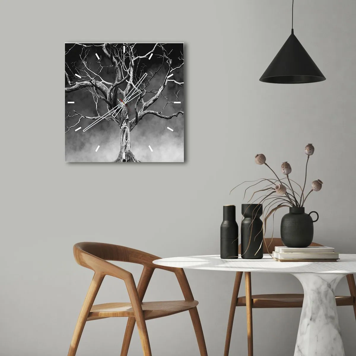Reloj de pared - Reloj de vidrio - Primordial y sagrado - 40x40 cm