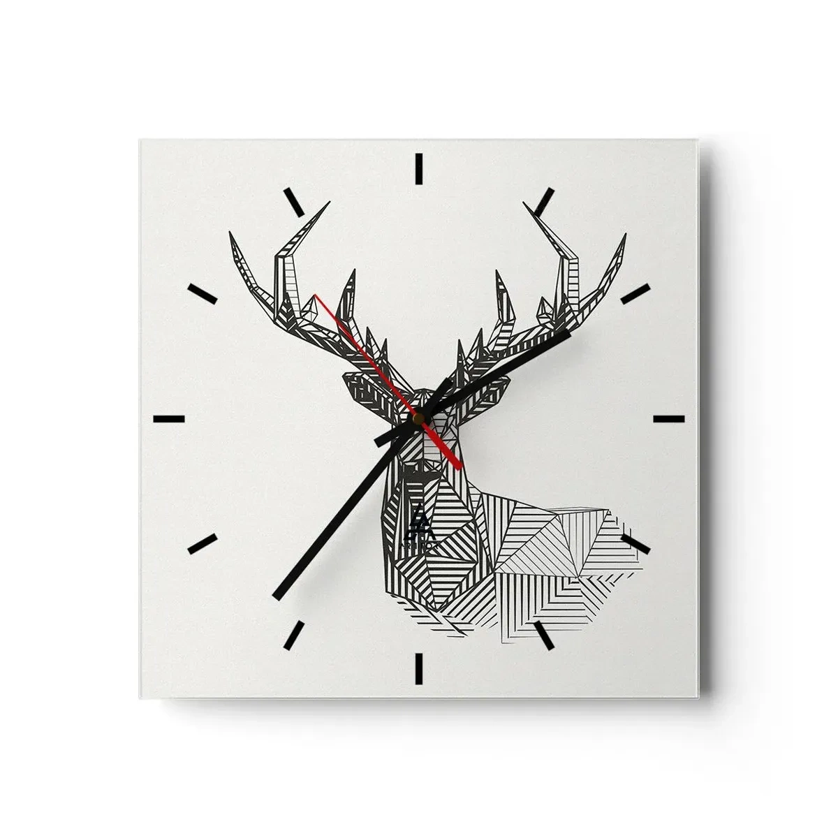 Reloj de pared - Reloj de vidrio - Ciervo en estilo cubista - 40x40 cm