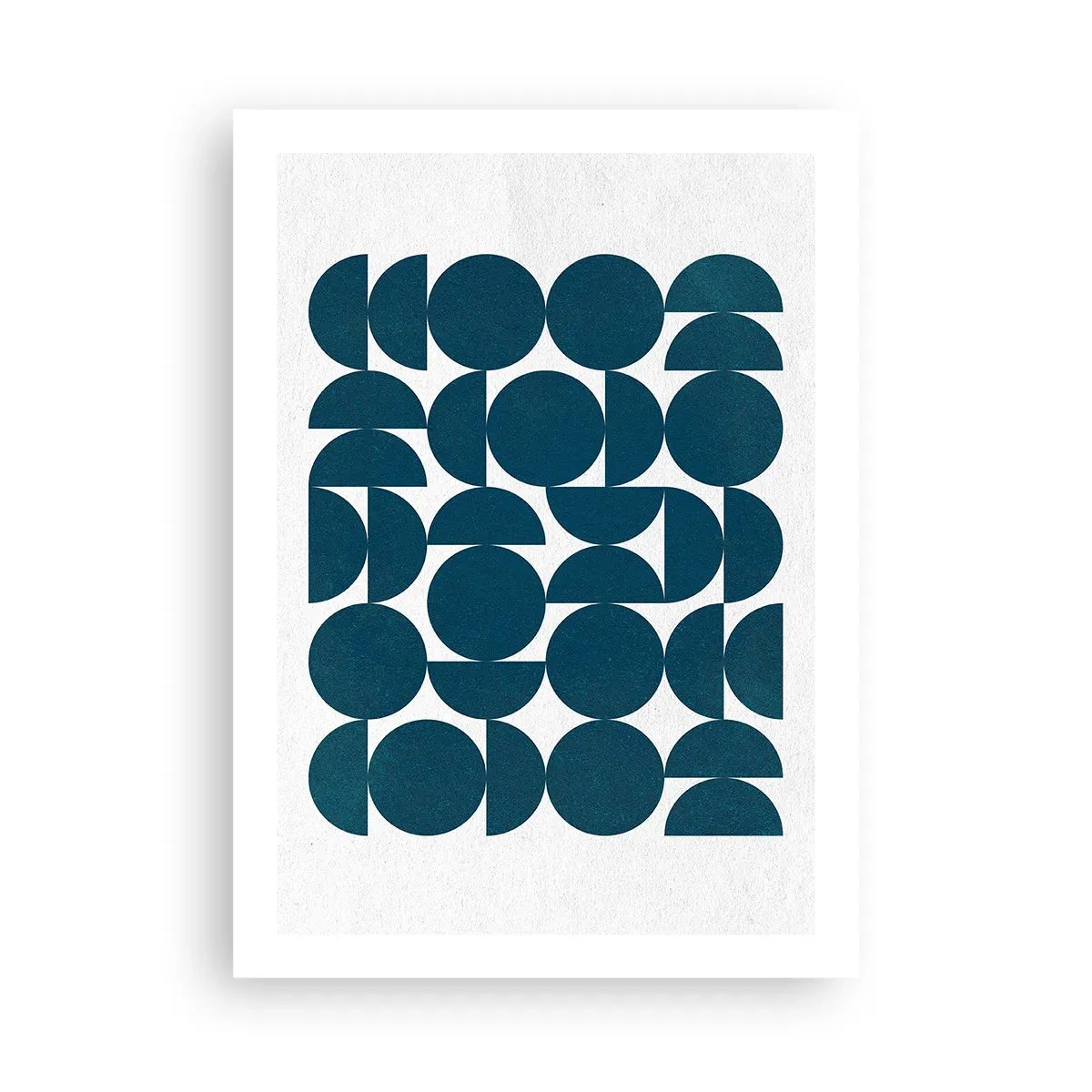 Póster - Composición geométrica con círculos azules. - 50x70cm - Círculos y semicírculos - Decoración de pared moderna para salón y dormitorio ARTTOR