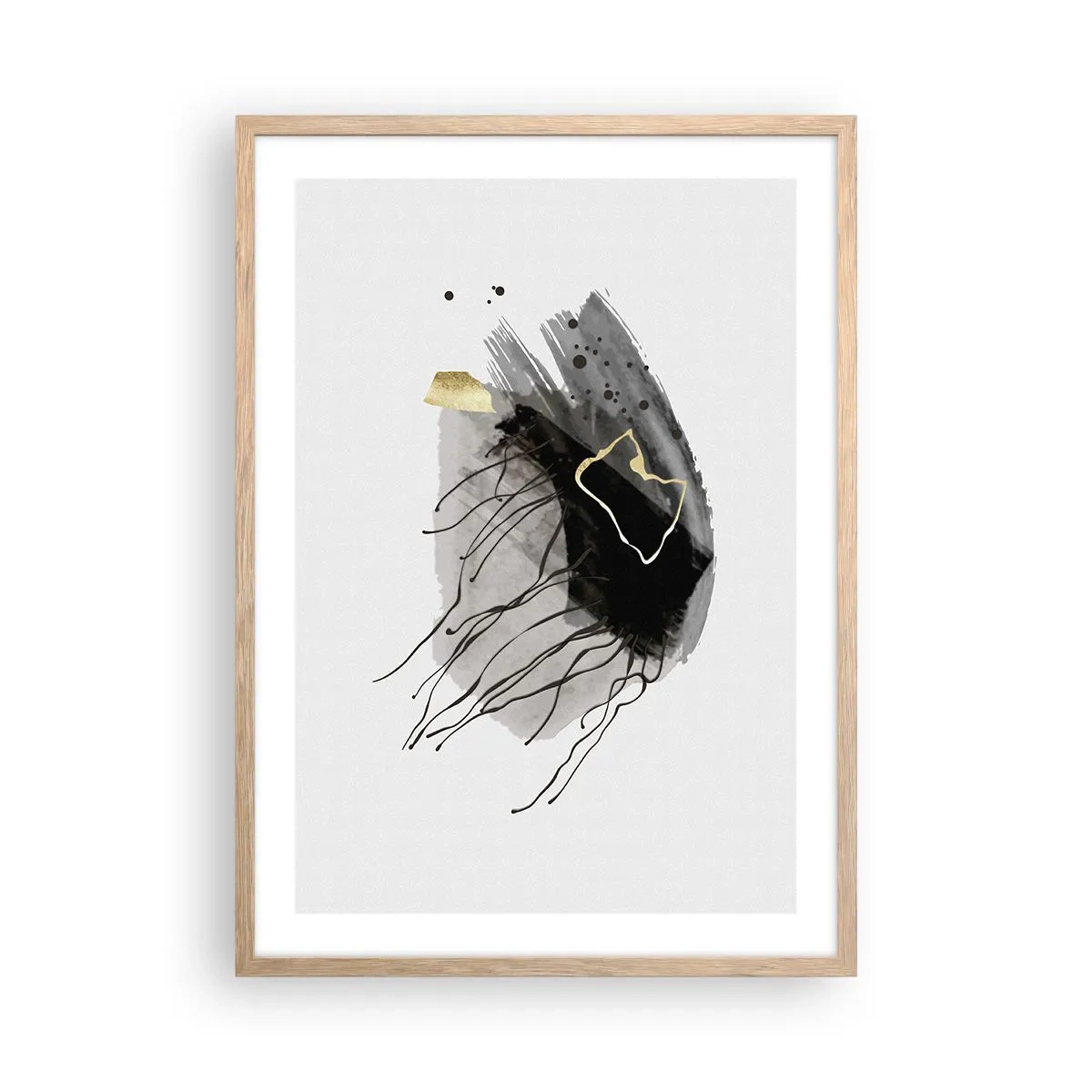 Póster en marco roble claro - En negro y dorado - 50x70 cm