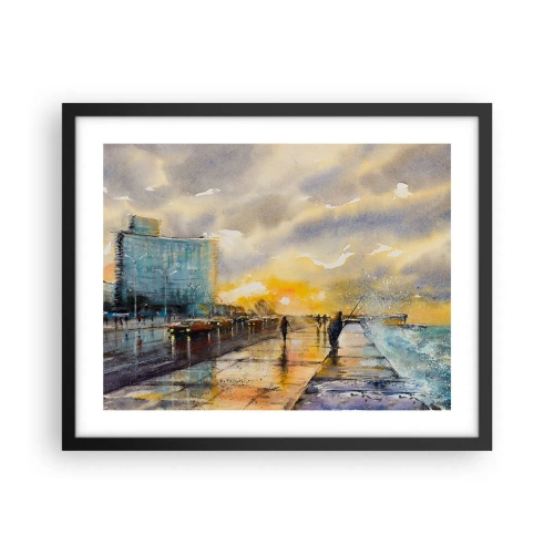 Póster en marco negro - Vida en la orilla - 50x40 cm