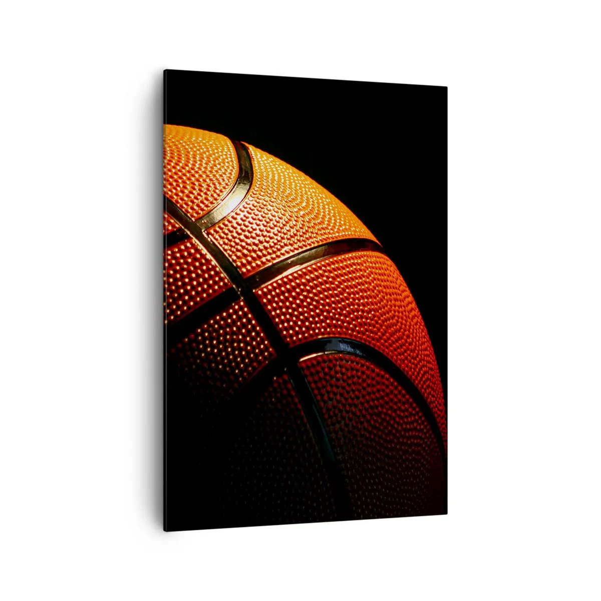 Cuadro sobre lienzo - Impresión de Imagen - Primer plano de una pelota de baloncesto sobre un fondo negro - 70x100cm - Hermoso como un planeta - Decoración de pared moderna para salón y dormitorio ARTTOR