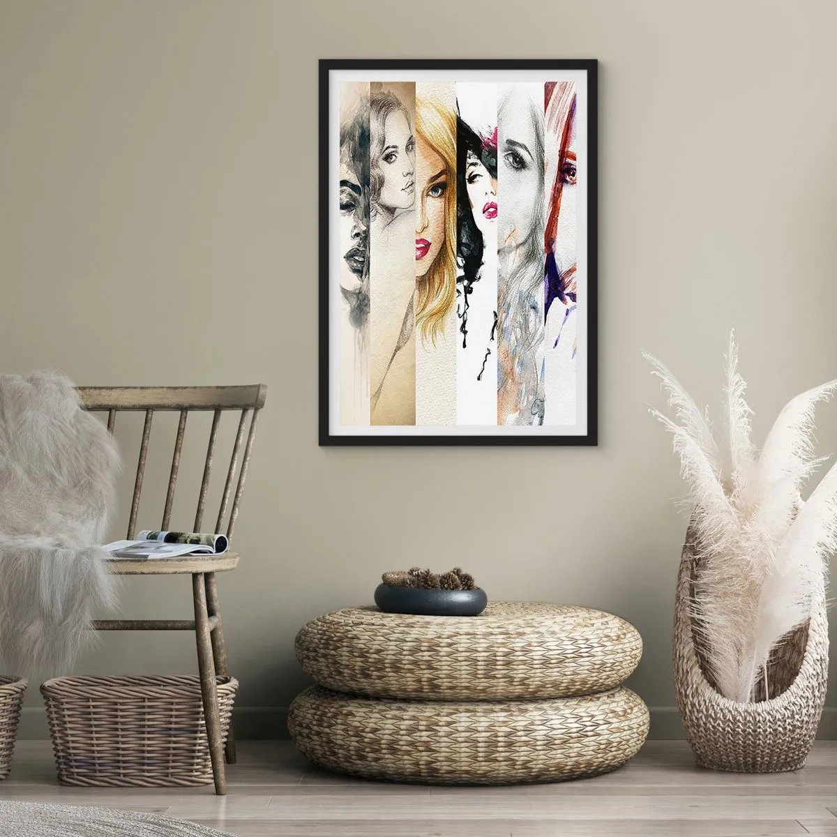 Póster en marco negro - Retratos de mujeres en diversos estilos artísticos - 50x70cm - Y siempre eres tú - Decoración de pared moderna para salón y dormitorio ARTTOR