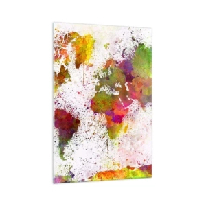 Cuadro sobre vidrio - Impresiones sobre Vidrio - Un mapa del mundo colorido en estilo abstracto. - 70x100cm - De alguna manera, simplemente quedó así - Decoración de pared moderna para salón y dormitorio ARTTOR