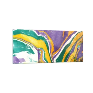 Cuadro sobre vidrio - Impresiones sobre Vidrio - Patrón de mármol abstracto en colores vivos. - 120x50cm - Olas de color - Decoración de pared moderna para salón y dormitorio ARTTOR