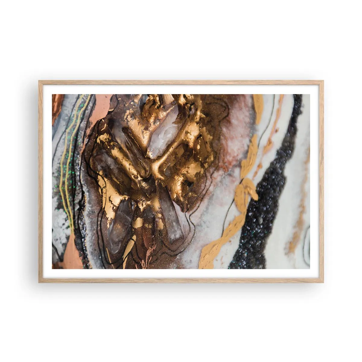 Póster en marco roble claro - Elemento de la tierra - 100x70 cm