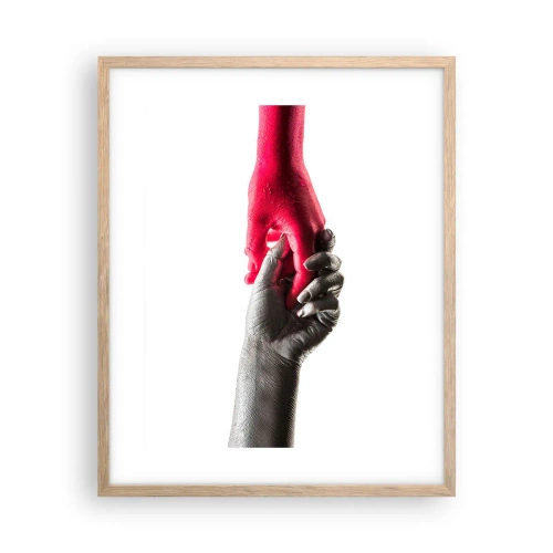 Póster en marco roble claro - Juntos, aunque diferentes - 40x50 cm