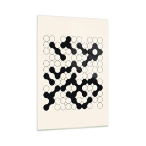 Cuadro sobre vidrio - Impresiones sobre Vidrio - Patrones en blanco y negro con círculos sobre un fondo claro. - 80x120cm - Juego chino - una variación - Decoración de pared moderna para salón y dormitorio ARTTOR