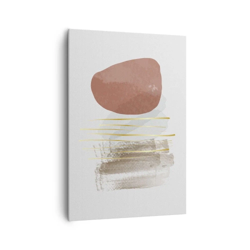 Cuadro sobre lienzo - Impresión de Imagen - Composición abstracta en tonos beige y dorados. - 70x100cm - Una columnata abstracta - Decoración de pared moderna para salón y dormitorio ARTTOR