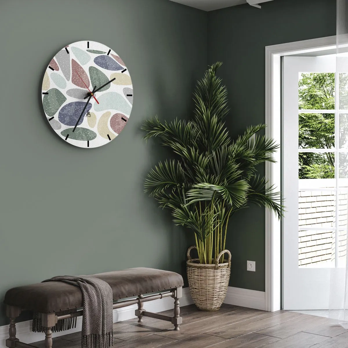 Reloj de pared - Reloj de vidrio - Mosaico de colores empolvados - 40x40 cm