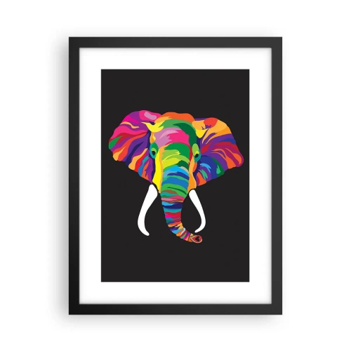 Póster en marco negro - El elefante al que le gustaba bañarse en el arco iris - 30x40 cm