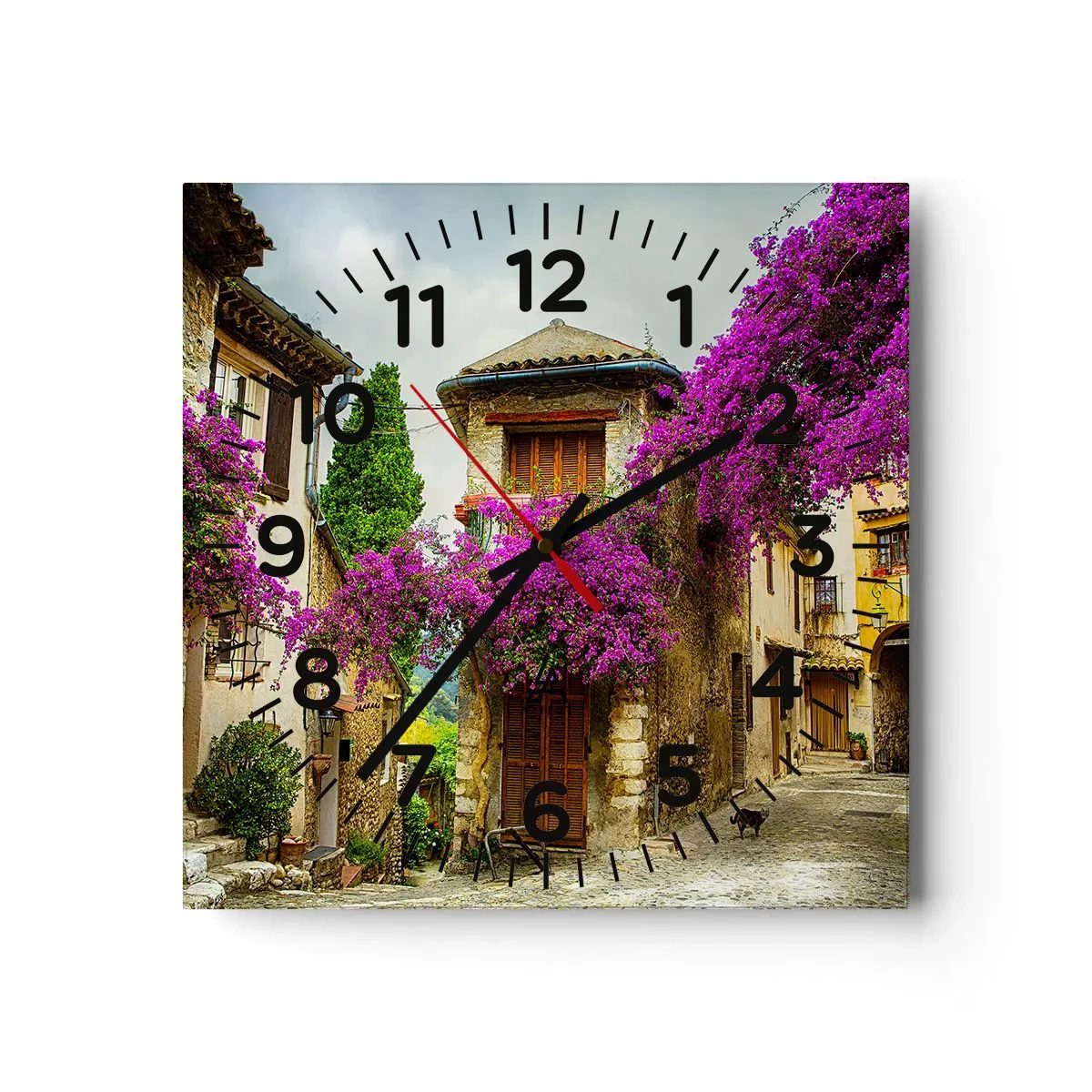 Reloj de pared - Reloj de vidrio - Bajo un manto de flores - 30x30 cm