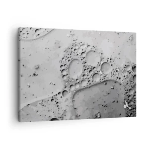 Cuadro sobre lienzo - Impresión de Imagen - Patrón de burbujas en blanco y negro en un estilo minimalista. - 70x50cm - Rastro espumoso - Decoración de pared moderna para salón y dormitorio ARTTOR