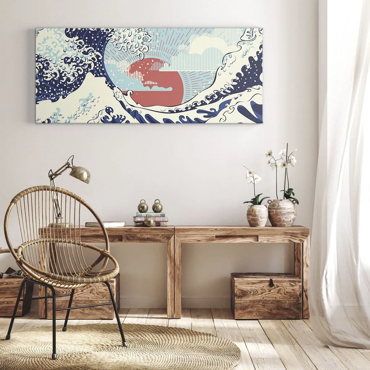 Cuadro sobre lienzo - Impresión de Imagen - De inspiración japonesa - 100x40 cm