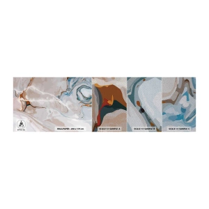 Muestra de fotomural Premium Sand - El azul serpentea por el blanco - Abstracción, Pedazo, Patrón moderno - 100x30 cm