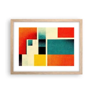 Póster en marco roble claro - Abstracción geométrica - buena energía - 40x30 cm