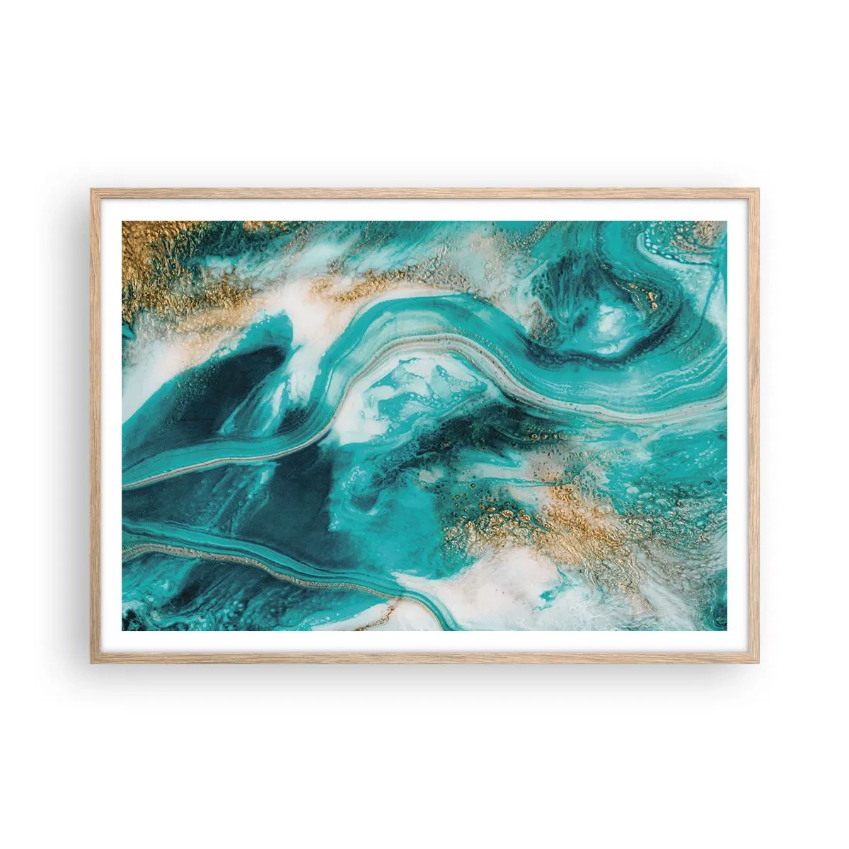 Póster en marco roble claro - Río de oro - 100x70 cm