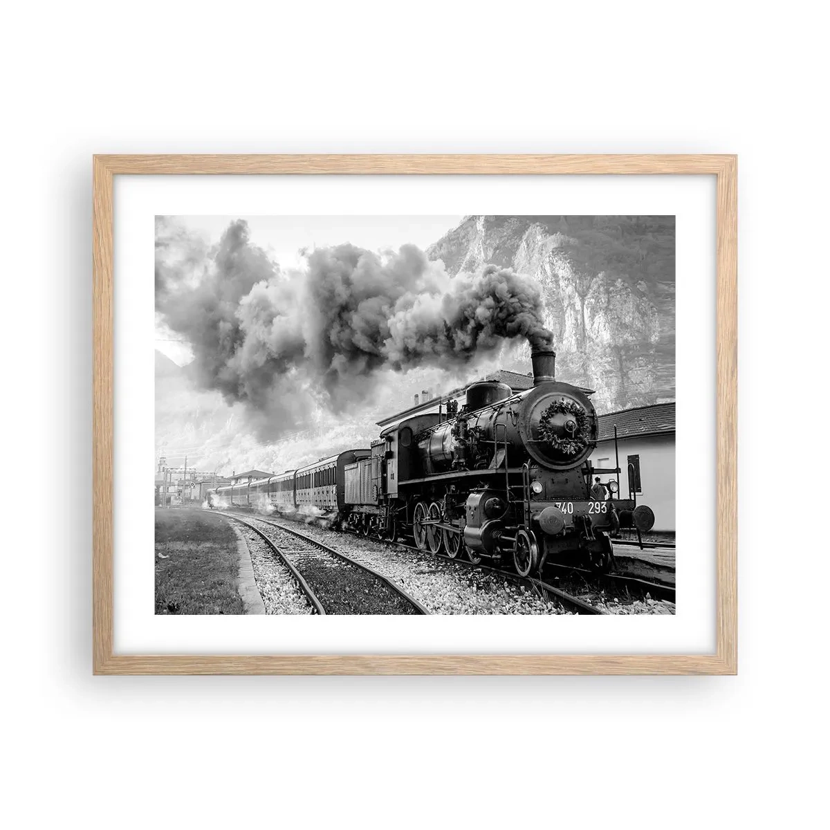 Póster en marco roble claro - Rumbo a la estación... - 50x40 cm