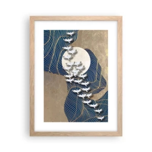 Póster en marco roble claro - Libertad en bandada comunidad - 30x40 cm
