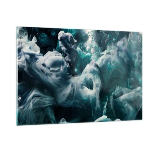 Cuadro sobre vidrio - Impresiones sobre Vidrio - La danza de las pinturas en el agua crea formas abstractas. - 120x80cm - Un movimiento de color - Decoración de pared moderna para salón y dormitorio ARTTOR