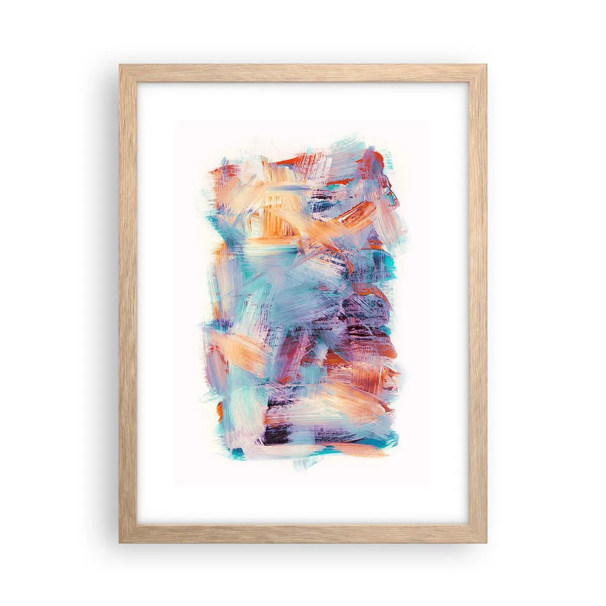 Póster en marco roble claro - Colorido desorden - 30x40 cm