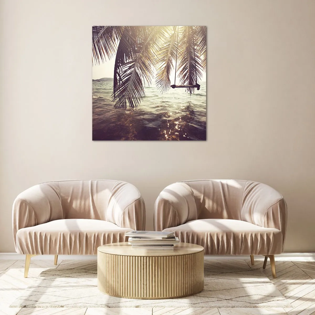 Cuadro sobre vidrio - Impresiones sobre Vidrio - Columpiar la imaginación - 70x70 cm