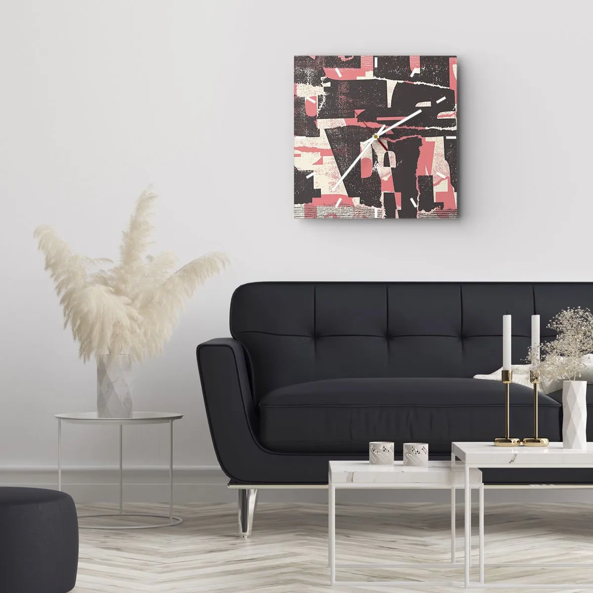 Reloj de pared - Reloj de vidrio - Una composición abstracta en tonos rosa y marrón. - 30x30cm - Todo el ajetreo - Decoración de pared moderna para salón y dormitorio ARTTOR