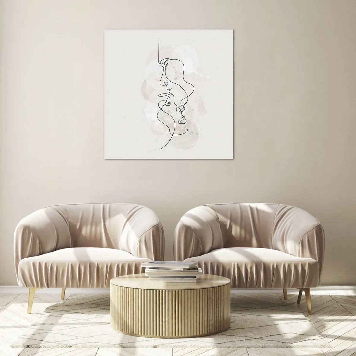 Cuadro sobre vidrio - Impresiones sobre Vidrio - En un abrazo - 70x70 cm