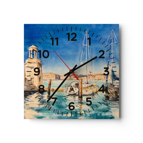Reloj de pared - Reloj de vidrio - Laguna soleada - 40x40 cm