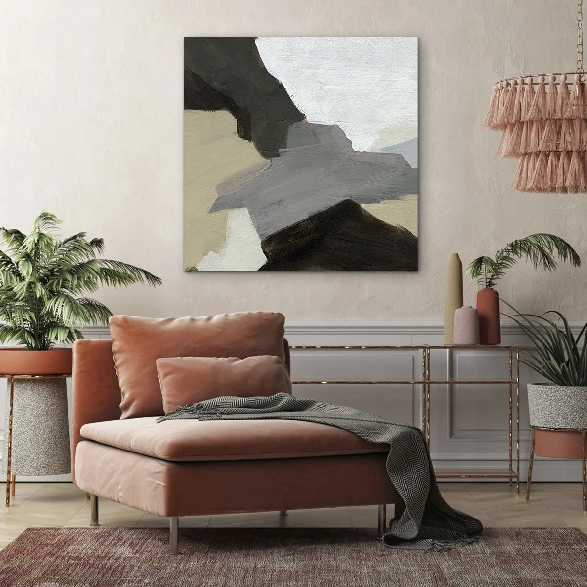 Cuadro sobre lienzo - Impresión de Imagen - Abstracción: partes del gris - 50x50 cm