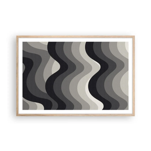 Póster en marco roble claro - Ola tras ola - 91x61 cm