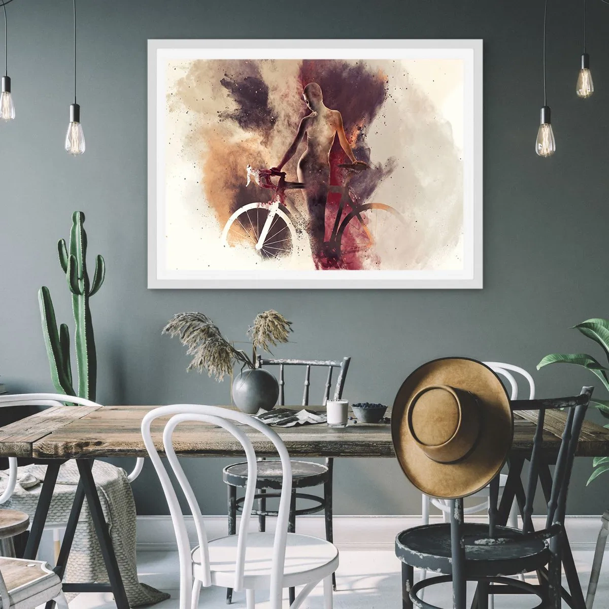 Póster en marco blanco - En las formas de mármol un alma ciclista - 100x70 cm