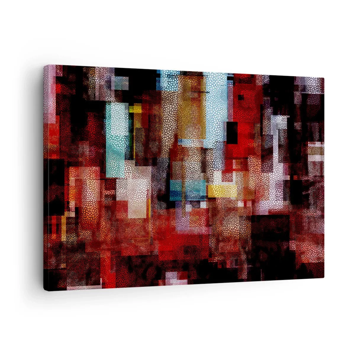 Cuadro sobre lienzo - Impresión de Imagen - Abstracción geométrica en intensos tonos rojos. - 70x50cm - Confusión y desconcierto - Decoración de pared moderna para salón y dormitorio ARTTOR