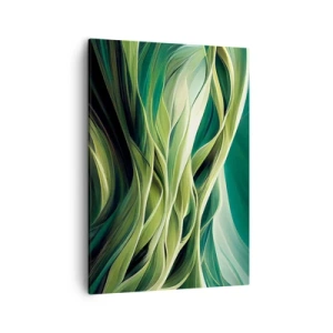 Cuadro sobre lienzo - Impresión de Imagen - Líneas dinámicas en tonos verdes. - 50x70cm - Un juego abstracto de color verde - Decoración de pared moderna para salón y dormitorio ARTTOR