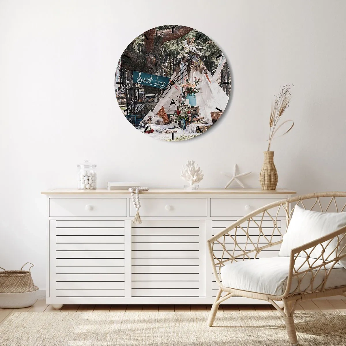 Reloj de pared - Reloj de vidrio - Amor exótico - 40x40 cm