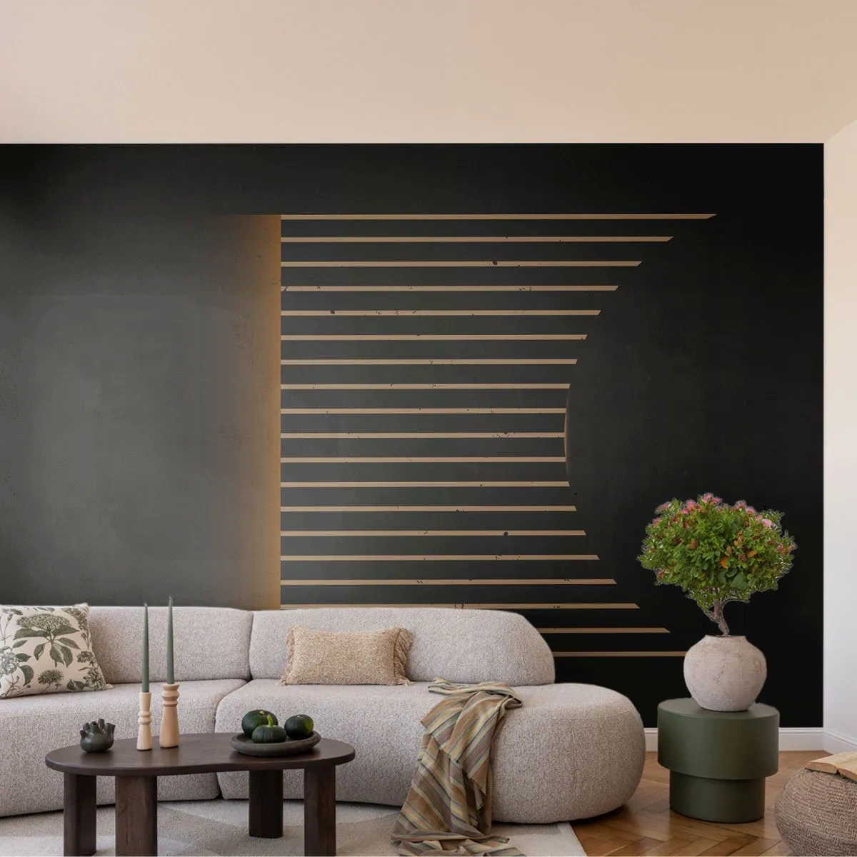 Fotomural Premium Canvas - Explorar la oscuridad - Abstracción, Pedazo, Arte lineal - 250x175 cm