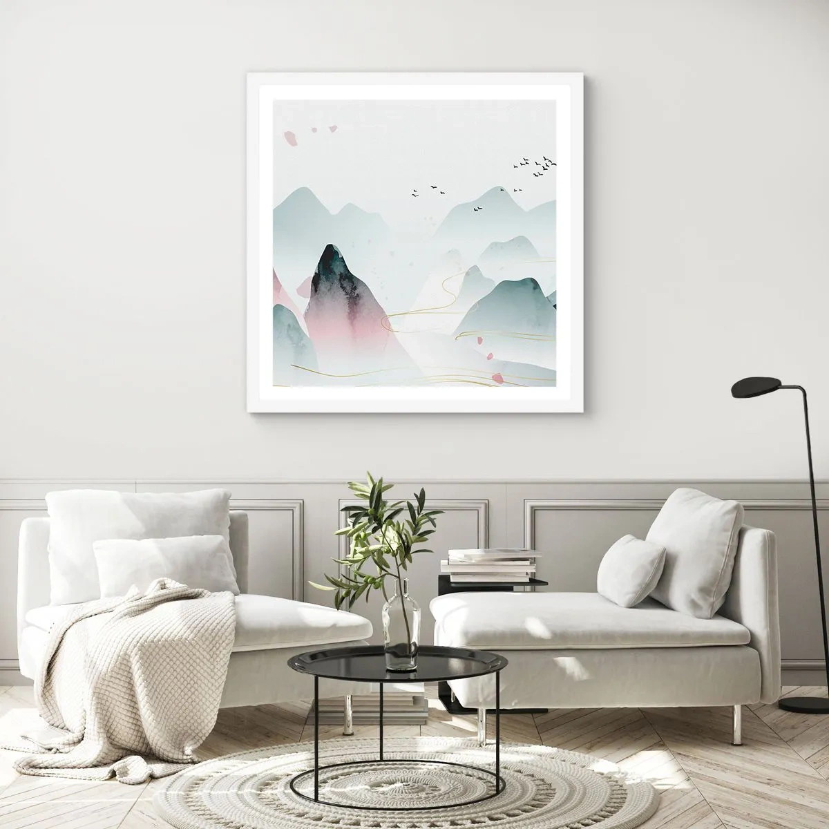 Póster en marco blanco - Sobre las cimas - 40x40 cm