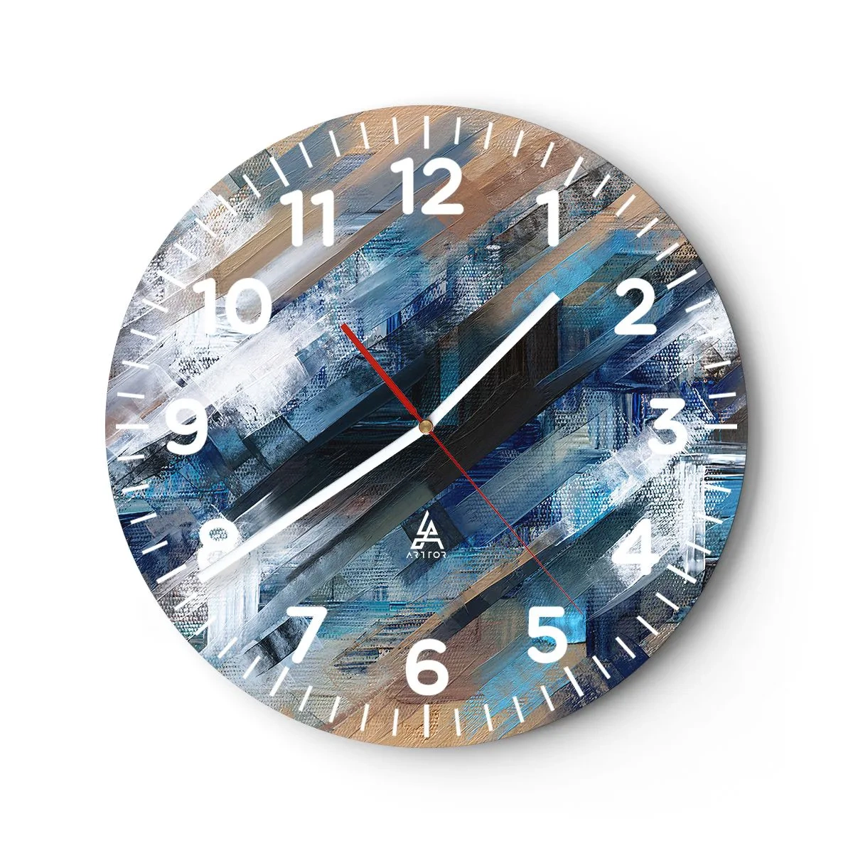 Reloj de pared - Reloj de vidrio - En una inclinación azul - 40x40 cm