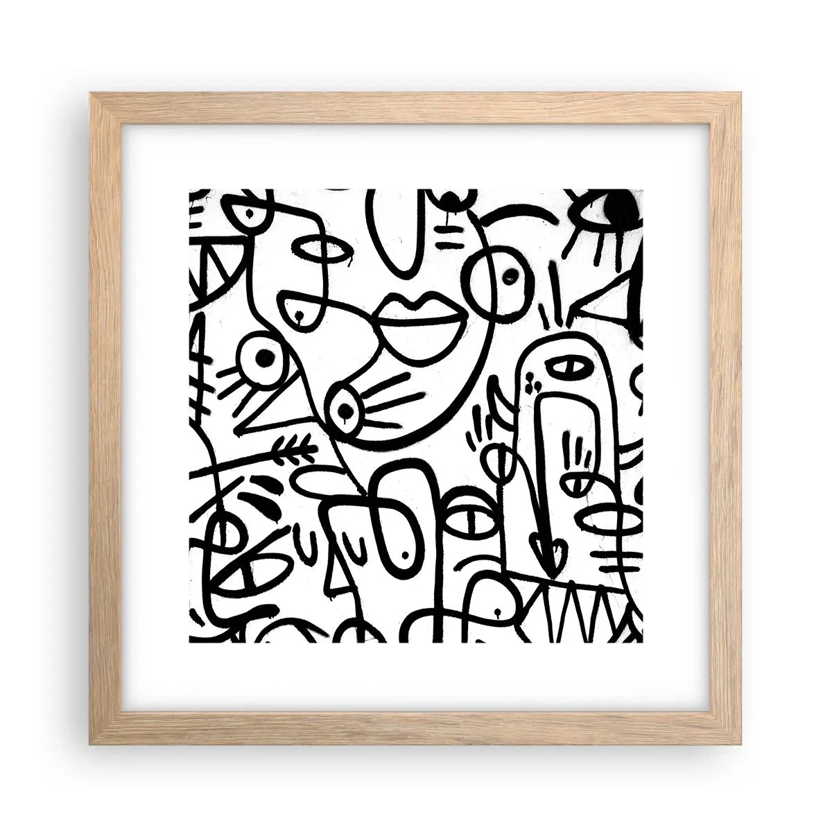 Póster en marco roble claro - Rostros y espejismos - 30x30 cm