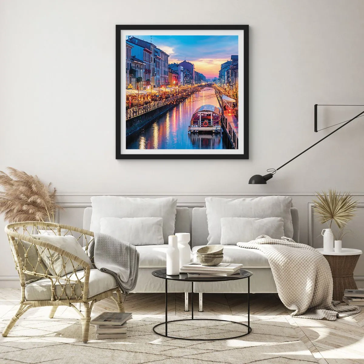 Póster en marco negro - Una noche de luz y diversión - 50x50 cm