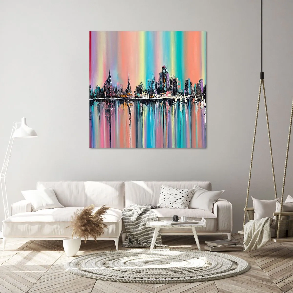 Cuadro sobre lienzo - Impresión de Imagen - Flota con la luz de la noche - 60x60 cm
