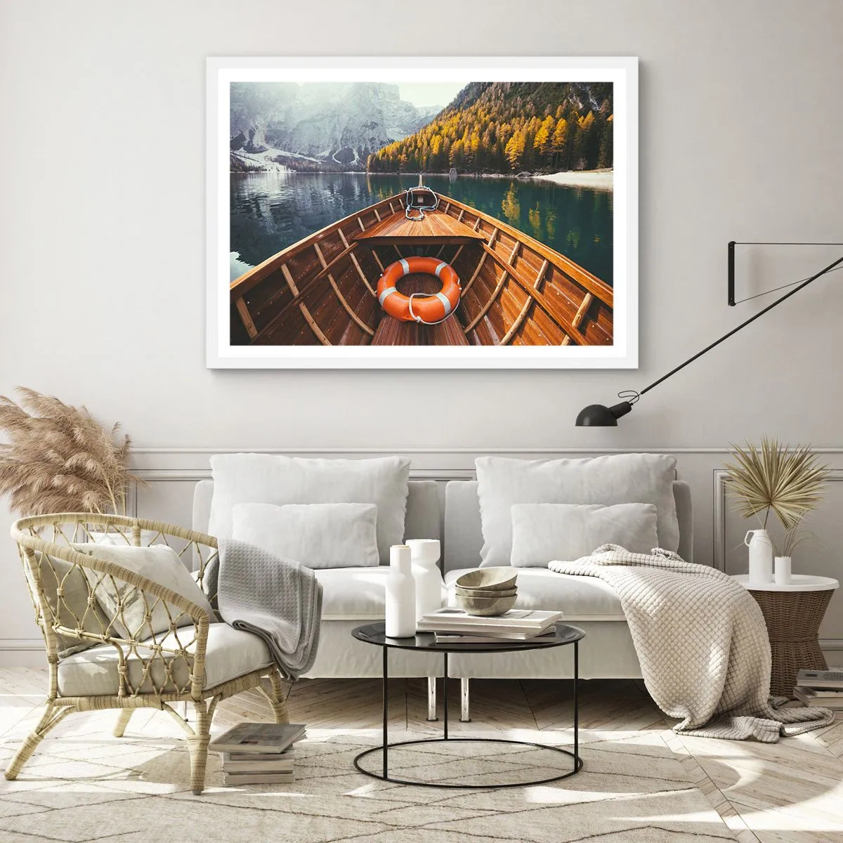 Póster en marco blanco - Viaje a la montaña - 70x50 cm