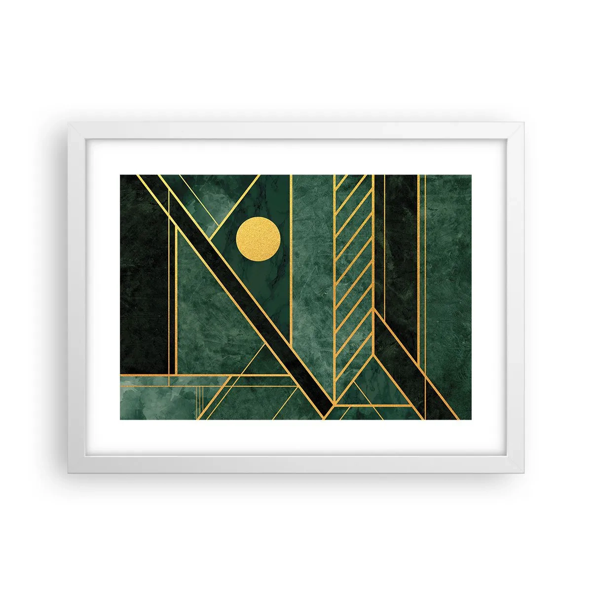 Póster en marco blanco - La dinámica del oro y el azul - 40x30 cm