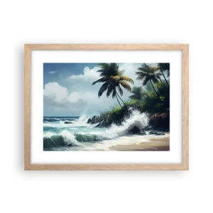 Póster en marco roble claro - En una costa tropical - 40x30 cm