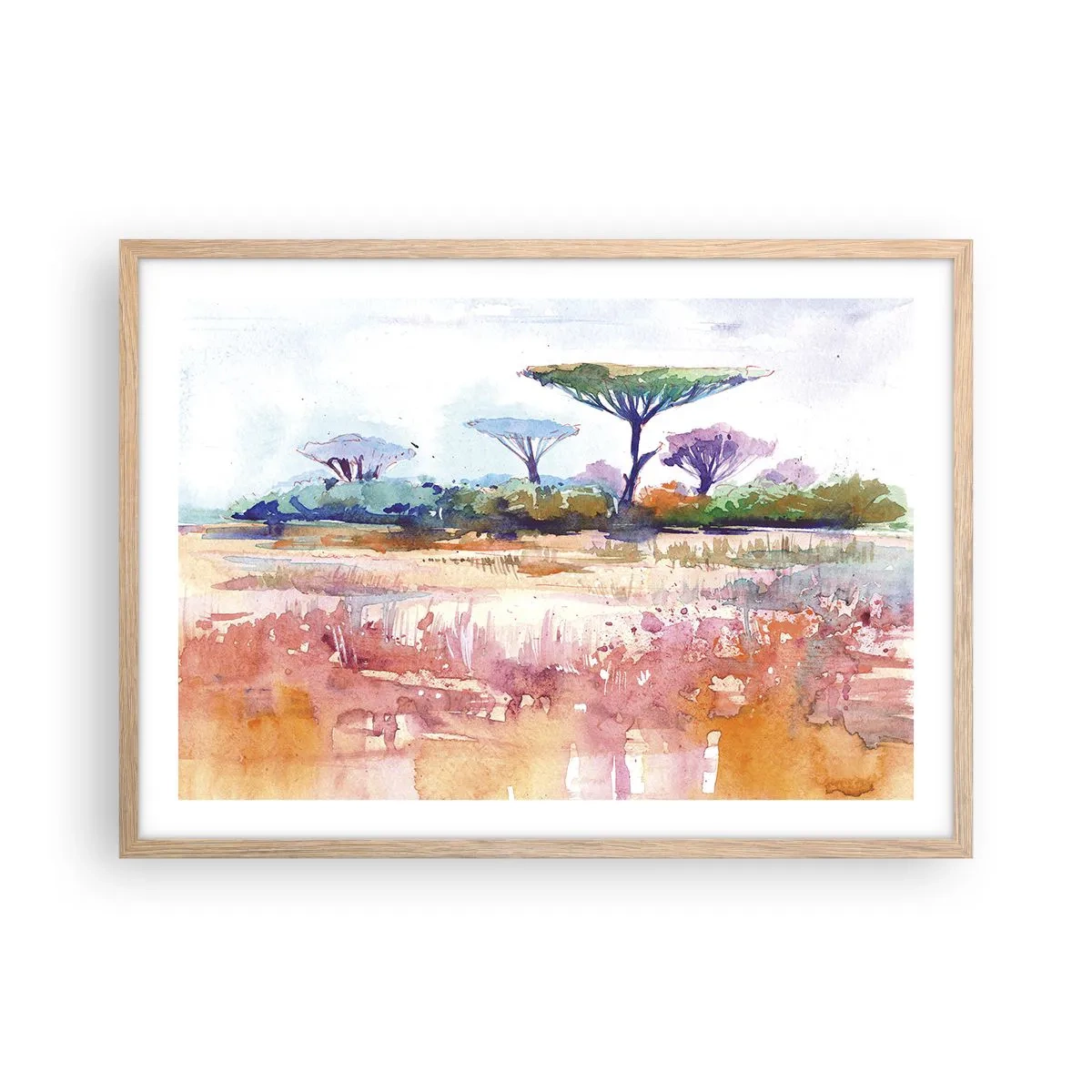 Póster en marco roble claro - Colores de la sabana - 70x50 cm