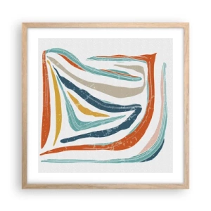 Póster en marco roble claro - Abstracción sonriente y amistosa - 50x50 cm